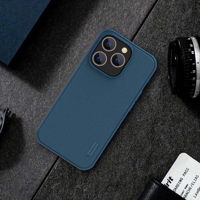 Husa iPhone 14 Pro Max Nillkin Super Frosted Shield Pro, albastru