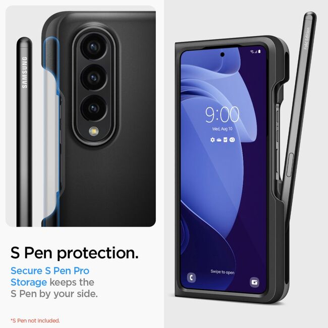 Husa Samsung Galaxy Z Fold4 Spigen Thin Fit Pen, negru