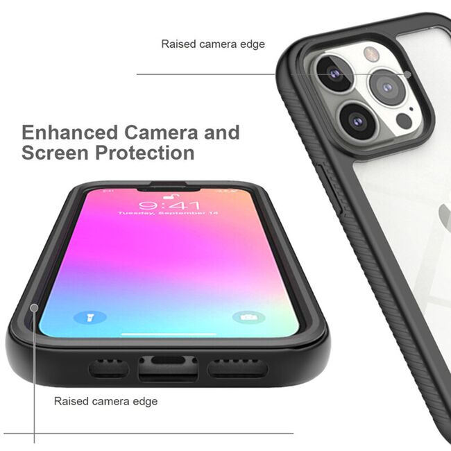 [Pachet 360°] Husa + folie iPhone 14 Pro Max Techsuit Defense, negru