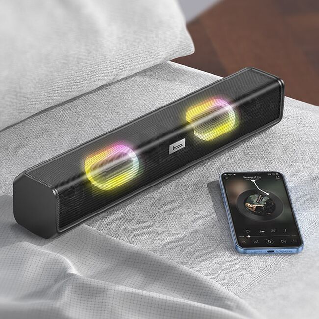 Boxa portabila wireless cu lumini RGB Hoco BS49, Bluetooth 5.1, 10W, negru