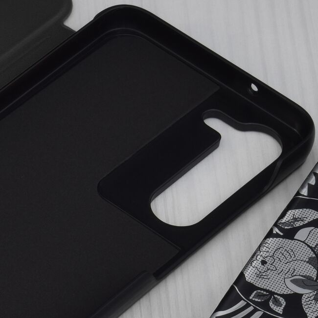 Husa Samsung Galaxy S23 Eco Leather View flip tip carte, negru
