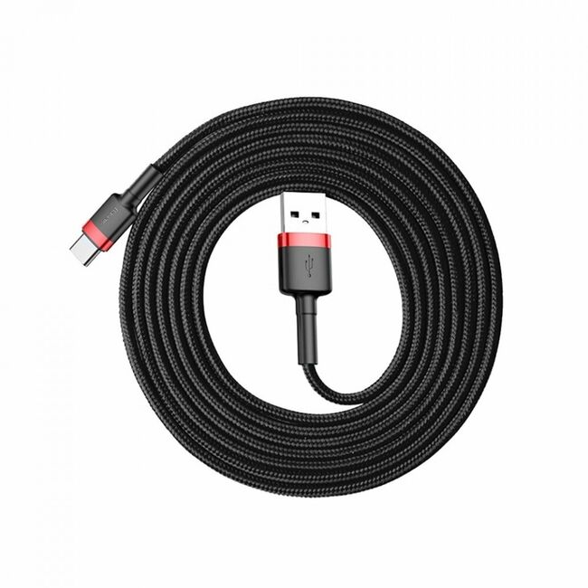 Cablu de date usb la type-c, 3a, 1m, baseus - rosu negru
