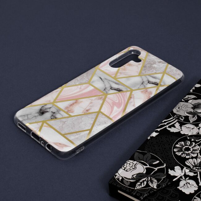 Husa samsung galaxy a13 5g / a04s marble series, techsuit - pink hex
