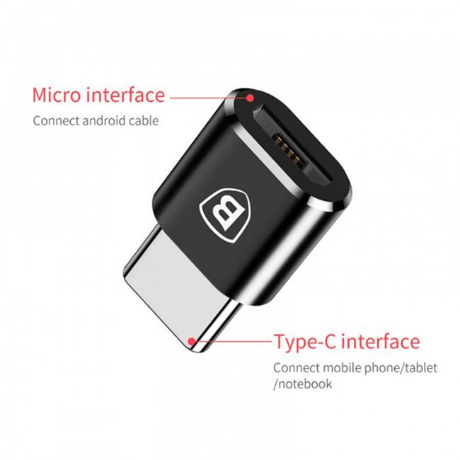 Adaptor micro type-c mama la type-c tata, convertor, baseus - negru