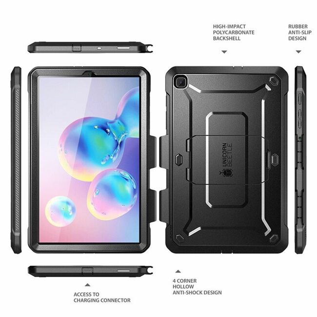 Pachet 360: Husa cu folie integrata Samsung Galaxy Tab S6 Lite 10.4 P610/P615 Supcase Unicorn Beetle Pro, negru
