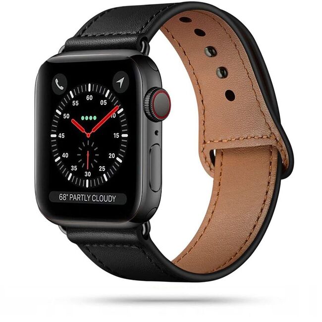 Curea piele Tech-Protect Leatherfit compatibila cu apple watch 4/5/6/7/SE (42/44/45MM) Black