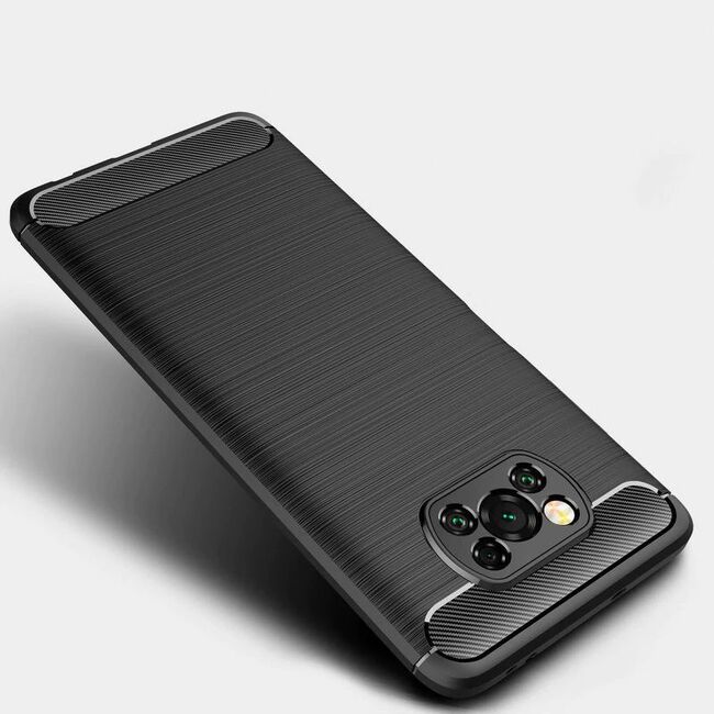 Husa Tech-Protect TPU Carbon pentru Xiaomi Poco X3 NFC, X3 Pro - Negru