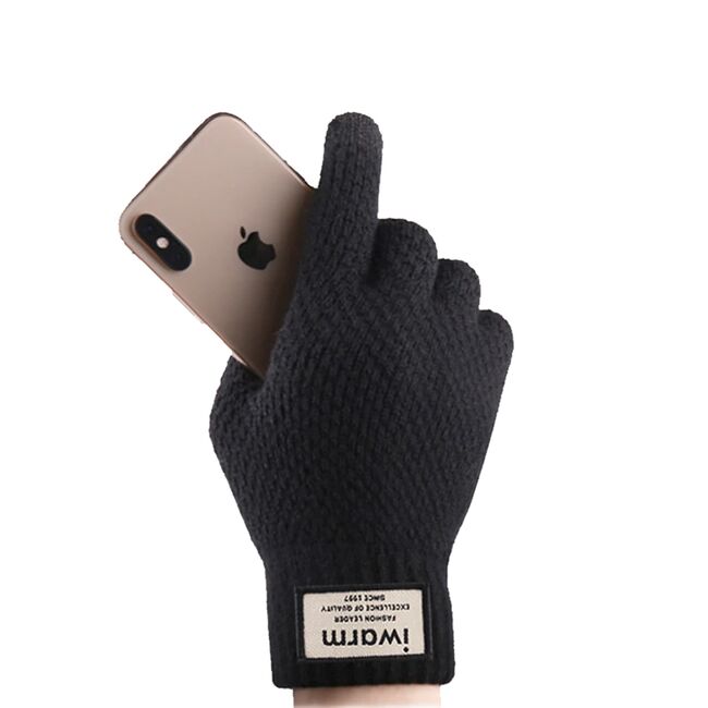 Manusi sport de iarna, Compatibile Touchscreen, Marime universala - negru