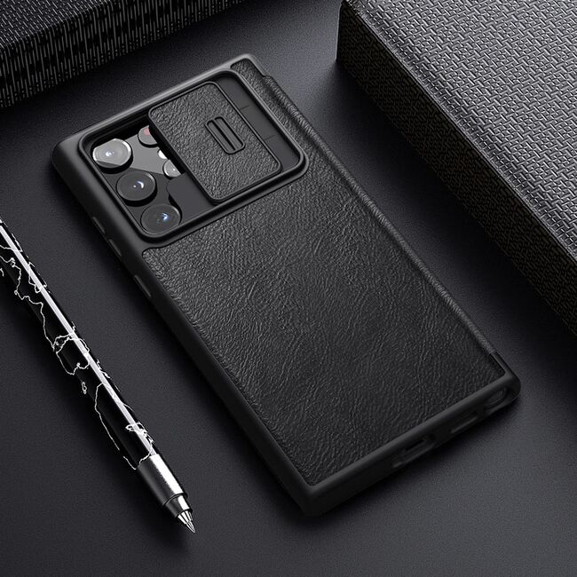 Husa Samsung Galaxy S22 Ultra 5G Nillkin QIN Pro Leather, negru