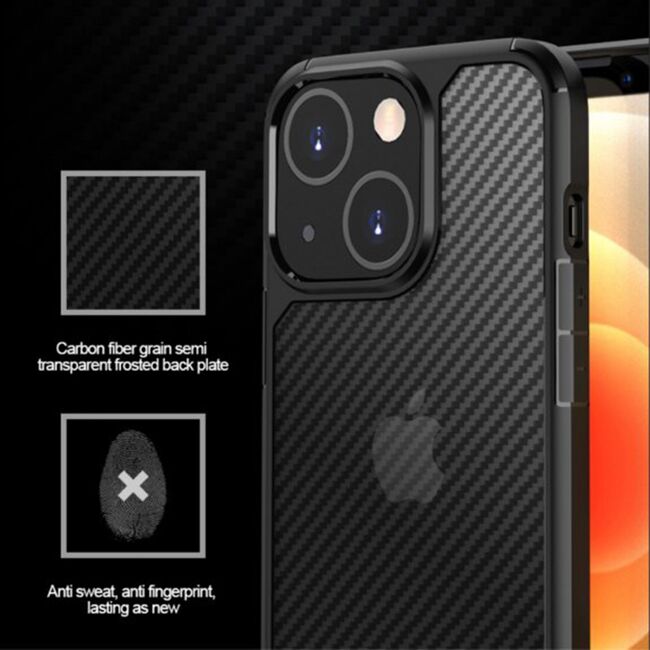 Husa iPhone 13 Techsuit Carbon Fuse transparenta, negru