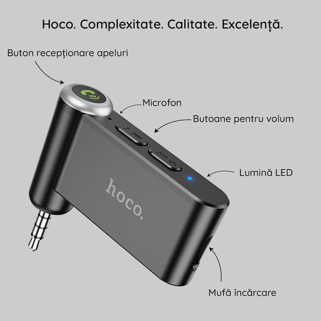Adaptor audio Jack Bluetooth wireless Hoco E58, negru