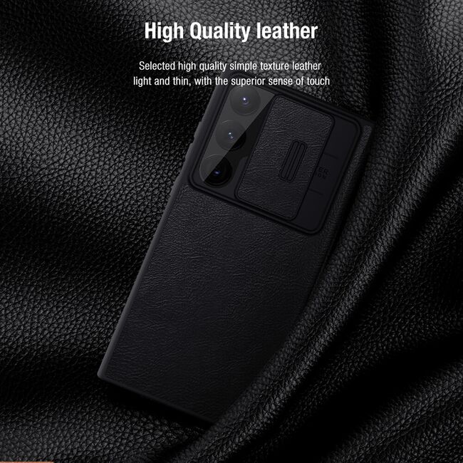 Husa Samsung Galaxy S23 Ultra Nillkin QIN Pro Leather tip carte, negru