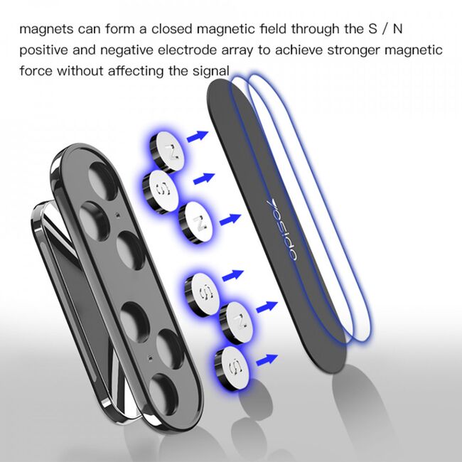 Suport telefon auto magnet Yesido C82 cu rotire 360°, negru