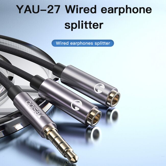Adaptor splitter audio Jack 3.5mm Yesido YAU27, 30cm, negru
