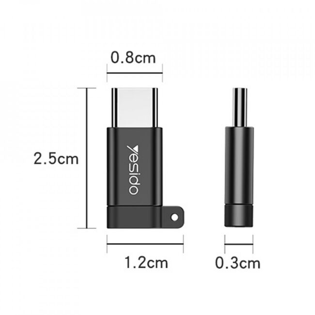 Adaptor Micro-USB la Type-C OTG Yesido GS04, plug & play, 480Mbps, negru