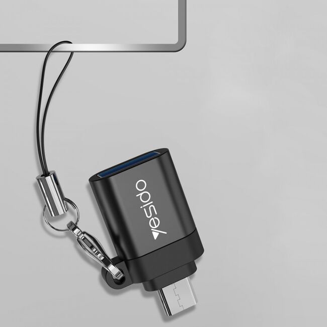 Adaptor USB la Micro-USB OTG Yesido GS07, plug & play, 5Gbps, negru