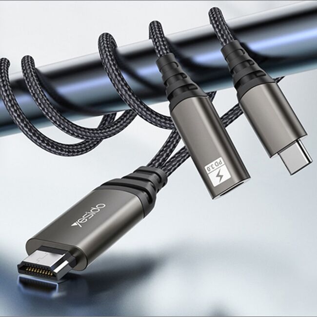 Cablu adaptor USB-C, Type-C PD la HDMI Nintendo Yesido HM07, 60W, 2m