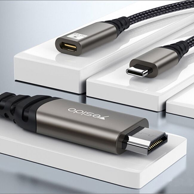 Cablu adaptor USB-C, Type-C PD la HDMI Nintendo Yesido HM07, 60W, 2m