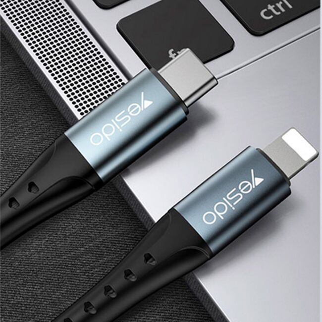 Cablu de date USB-C la Lightning Yesido CA64, 2.4A, 1.2m, negru