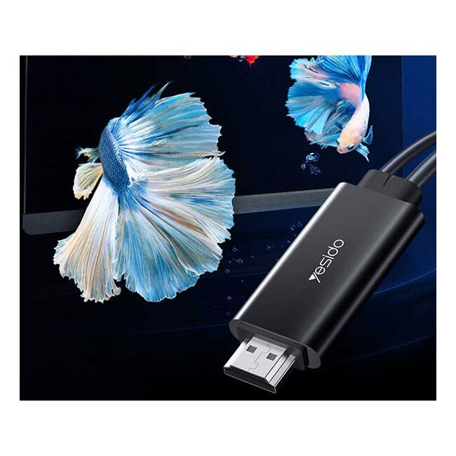 Cablu adaptor USB, Type-C la HDMI 4K Yesido HM03, 1.8m, negru