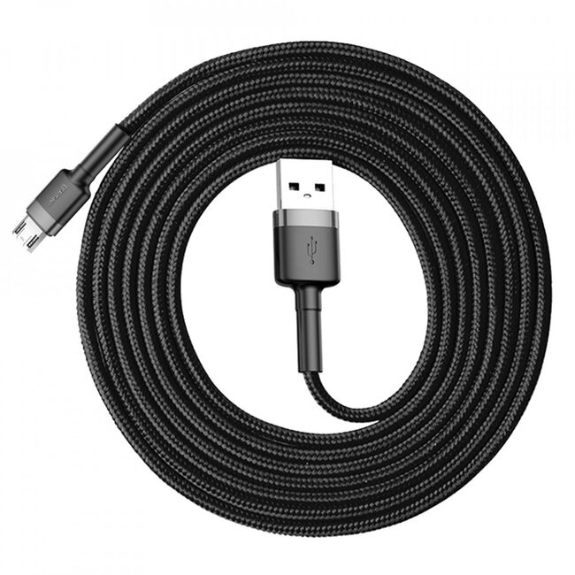Cablu de date Micro-USB Baseus, 1.5A, 2m, CAMKLF-CG1, Negru-Gri