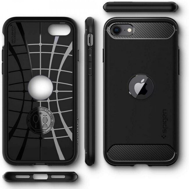 Husa iphone se 2, se 2020, rugged armor spigen - negru