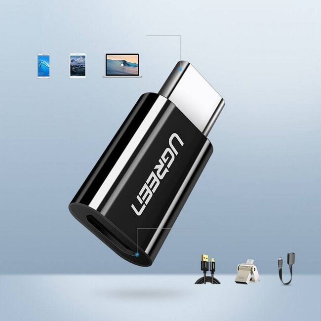 Adaptor OTG Micro-USB la Type-C Ugreen, negru, 30391