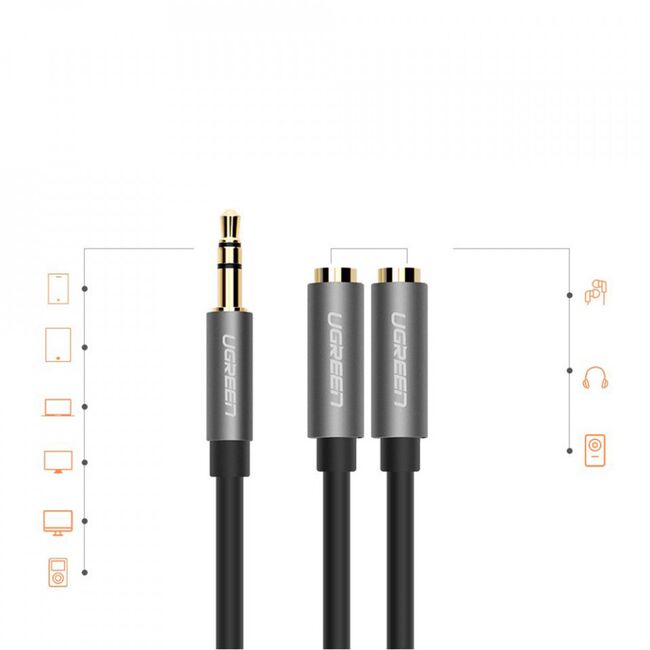 Cablu audio Ugreen, adaptor Splitter Jack 3.5mm, 20cm, 10532