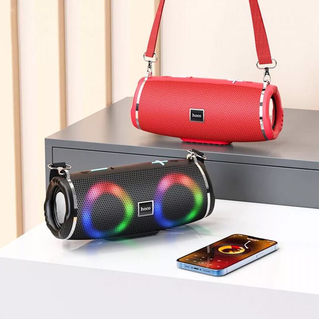 Boxa portabila Bluetooth 10W cu lumini RGB Hoco HC12, rosu