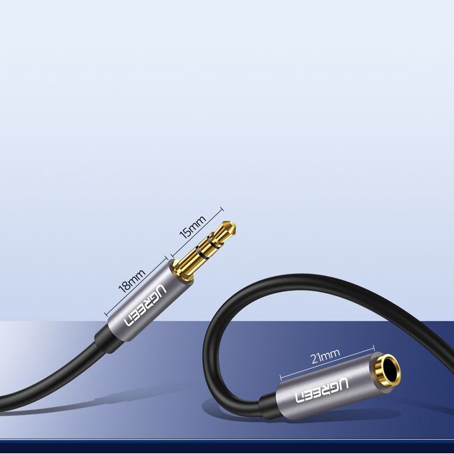 Cablu audio Ugreen, auxiliar mini Jack 3,5 mm, fir prelungitor 3m, argintiu, 10595