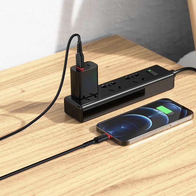 Cablu Lightning USB - Lightning Fast Charging 2.4A Hoco X59, 1m, negru