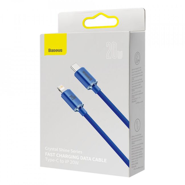 Cablu USB-C Lightning Baseus 20W, 2m, albastru, CAJY000303