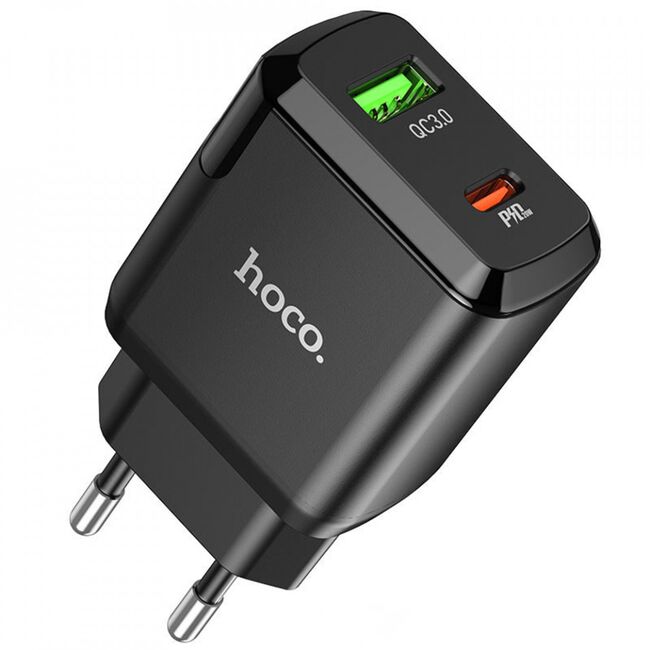 Incarcator priza USB, Type-C 20W + cablu Lightning Hoco N5, negru