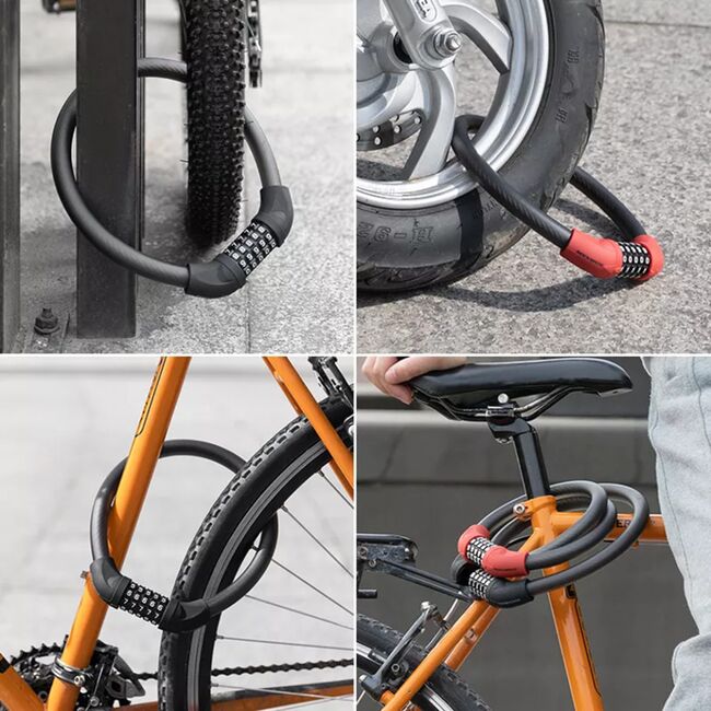 Cablu antifurt pentru bicicleta RockBros, negru, RKS870-BK