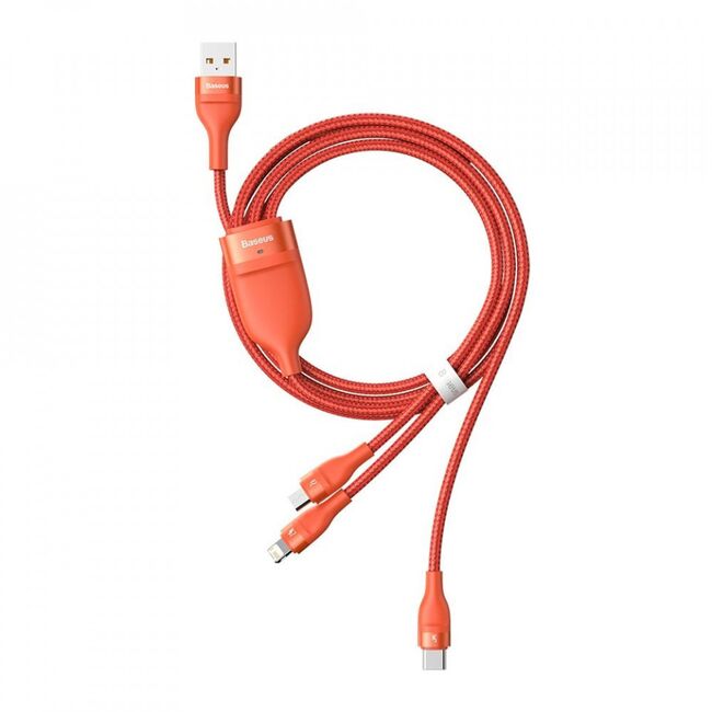 Cablu De Date 3in1 Lightning, Micro-USB, Type-C 1.2m 5A  Baseus, portocaliu, CA1T3-07