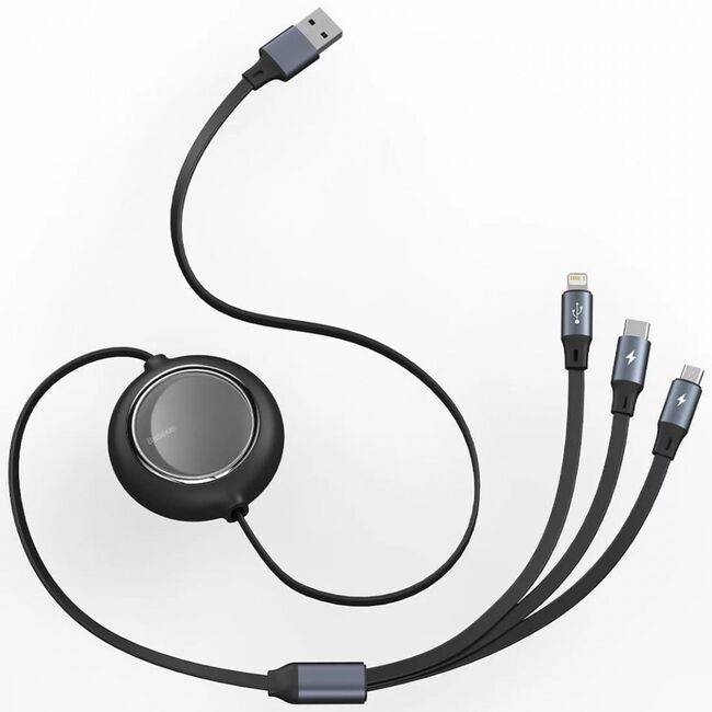 Cablu date Type-C, Micro-USB, Lightning Baseus, 1.2m, negru, CAMLT-MJ01