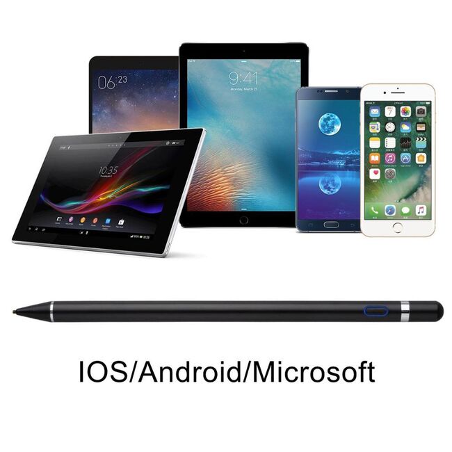 Stylus pen activ Techsuit, iOS, Android, cablu de incarcare Micro-USB, negru, JA05