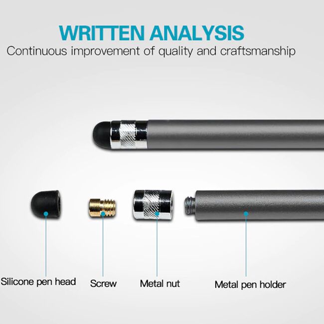 Stylus pen Techsuit, 2in1 universal, Android, iOS, aluminiu, auriu, JC01