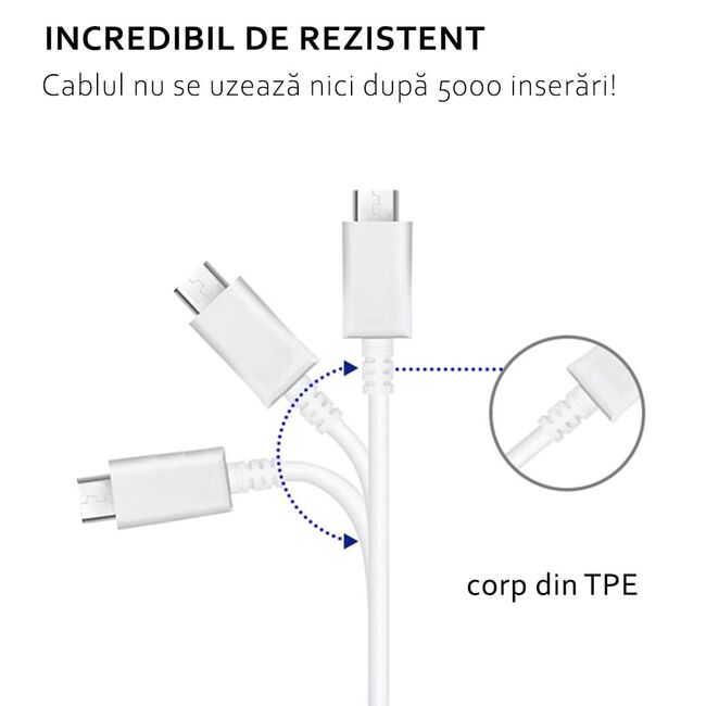 Cablu Samsung USB la Type-C, 2.1A, 1m, alb, bulk, EP-DG970BWE