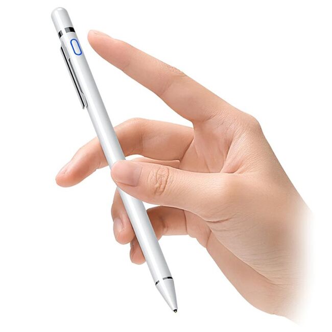 Stylus pen Usams active, capacitiv, universal, cu clip, alb, US-ZB057