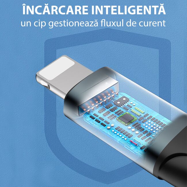Cablu de date USB la Lightning Yesido CA62, 2.4A, 1.2m, negru