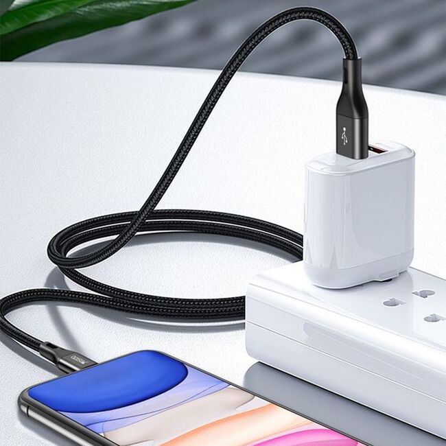 Cablu de date USB la Lightning Yesido CM10, 3A, 1.2m, negru