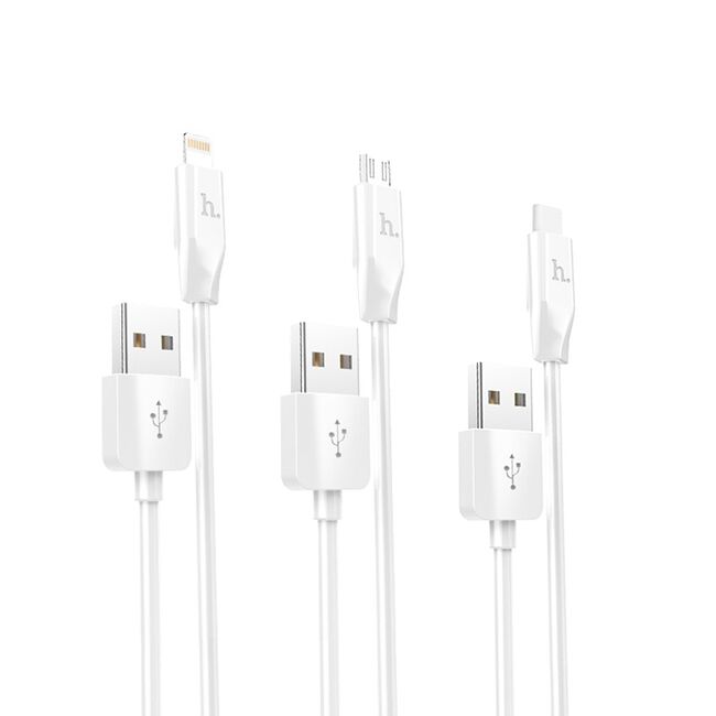 Cablu de incarcare 3 in 1 de la USB-A la Lightning, Type-C, Micro-USB, 2.4A, 1.0m, alb
