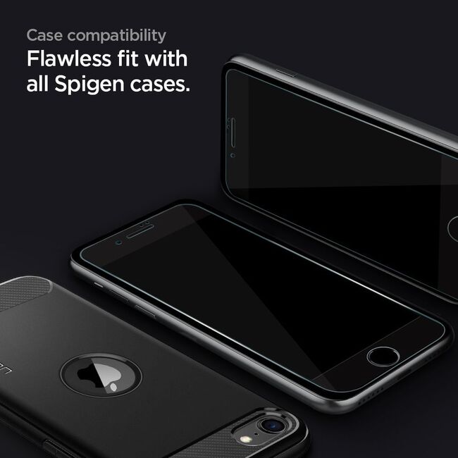 [Pachet 2x] Folie sticla iPhone 7 Spigen Glas.tR Slim, negru