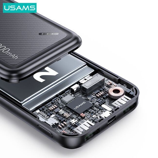 Baterie externa Usams - Power Bank PB60 (us-cd168) - dual usb, QC 3.0, PD 3.0, 20000 mAh, 22.5W- negru