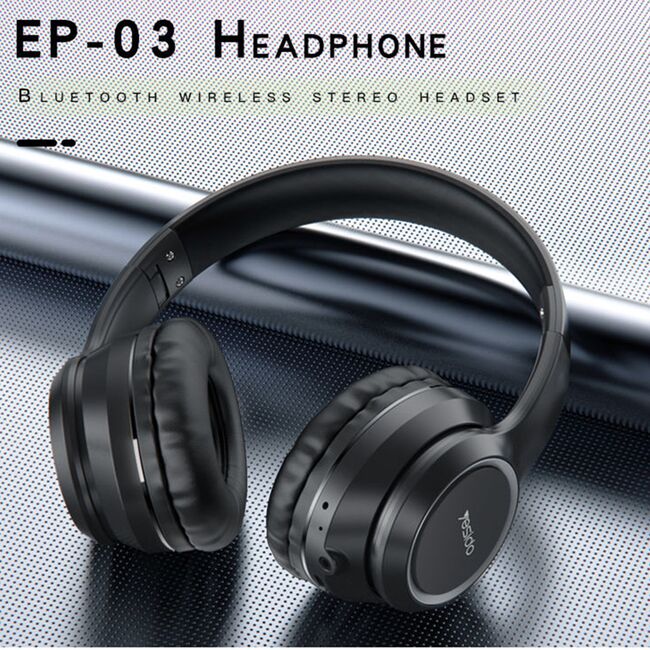 Casti on-ear Bluetooth noise cancelling Super Bass, pliabile, Yesido EP03, negru