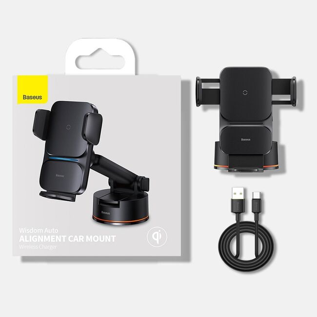 Suport auto wireless charging 15W Baseus, negru, CGZX000101