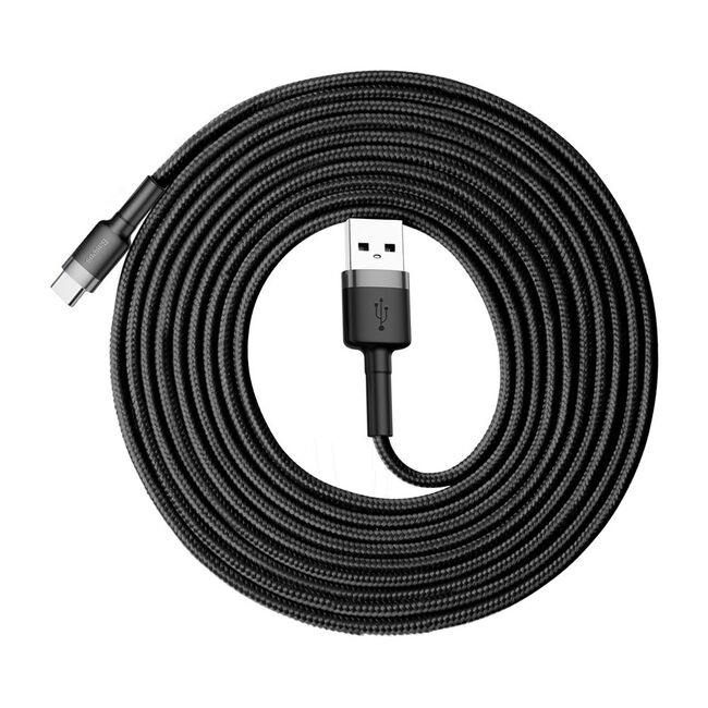 Cablu de date Type-C Baseus Cafule 3M Lungime Cu Invelis Textil - Black/Gray