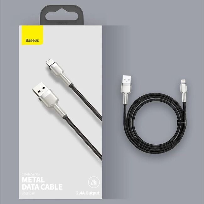 Cablu de date Baseus, USB la Lightning, 2.4A, 2m, negru