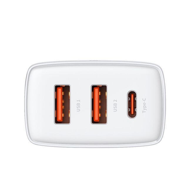 Incarcator priza 2xUSB, Type-C 30W PD Baseus, alb, CCXJ-E02